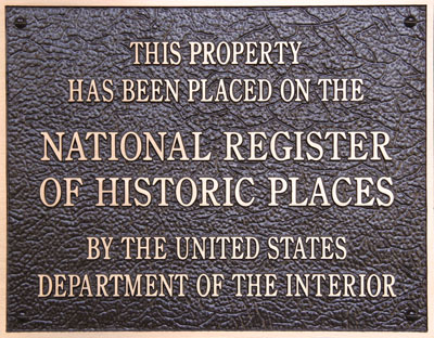Historic Places National Register Plaque