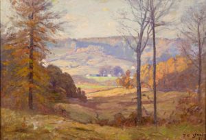 Southern Indiana landscape oil painting with fall colors