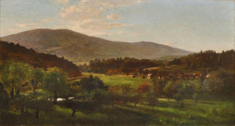 oil painting of okemo mountain late afternoon