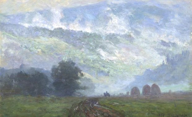 Oil painting of Tennessee mountains in fog